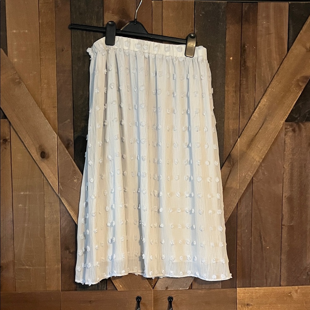 Polagram Cream Textured Midi Skirt